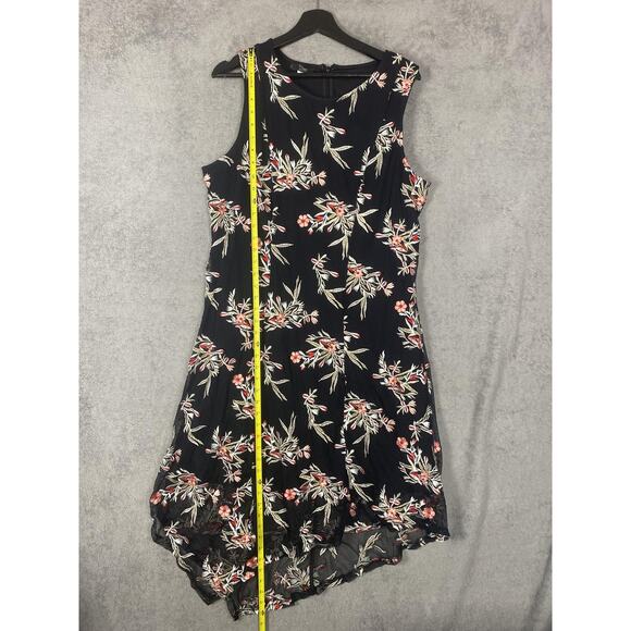 Alfani Woman Dress Womens 16W Black Floral Embroidered Sleeveless Mesh Asym Hem - Picture 10 of 12